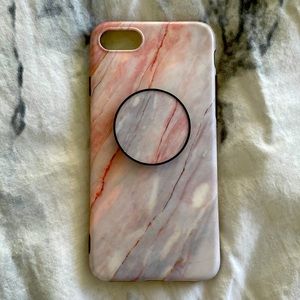 Marble iPhone 8 case with pop socket